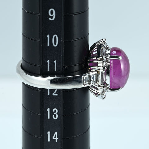 【中古】PT900 BURMA RUBY RING ビルマ産 カボッションカットルビーリング R6.92ct D1.03ct GRS鑑別書 9.2g #12