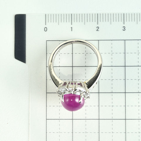 【中古】PT900 BURMA RUBY RING ビルマ産 カボッションカットルビーリング R6.92ct D1.03ct GRS鑑別書 9.2g #12