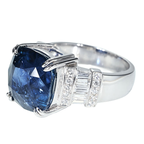 【中古】K18WG SAPPHIRE RING サファイアリング S12.94ct D0.85ct GRS鑑別書 11.0g #14.5