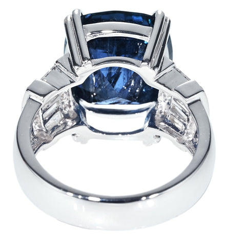 【中古】K18WG SAPPHIRE RING サファイアリング S12.94ct D0.85ct GRS鑑別書 11.0g #14.5