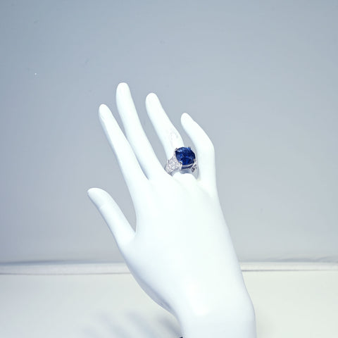 【中古】K18WG SAPPHIRE RING サファイアリング S12.94ct D0.85ct GRS鑑別書 11.0g #14.5