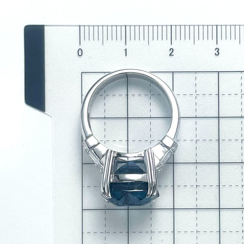【中古】K18WG SAPPHIRE RING サファイアリング S12.94ct D0.85ct GRS鑑別書 11.0g #14.5