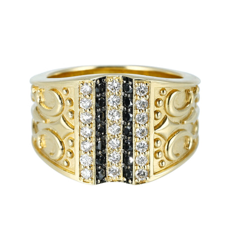 【中古】K18YG BLACK ＆ COLORLESS DIAMONDS RING メンズブラック＆カラーレスダイヤモンドリング BD0.33ct D0.45ct 21.0ｇ #18