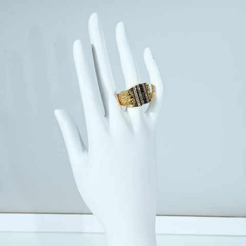 【中古】K18YG BLACK ＆ COLORLESS DIAMONDS RING メンズブラック＆カラーレスダイヤモンドリング BD0.33ct D0.45ct 21.0ｇ #18