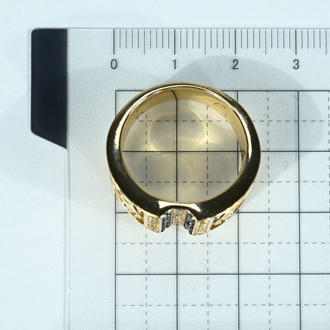 【中古】K18YG BLACK ＆ COLORLESS DIAMONDS RING メンズブラック＆カラーレスダイヤモンドリング BD0.33ct D0.45ct 21.0ｇ #18