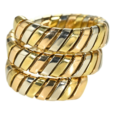 【中古】BVLGARIブルガリ750 RING スリーカラーゴールド トゥボガスリング  17.4g ＃11～12 ONE PRICE
