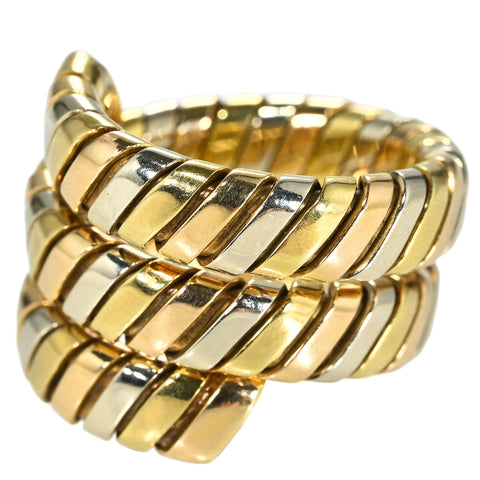 【中古】BVLGARIブルガリ750 RING スリーカラーゴールド トゥボガスリング  17.4g ＃11～12 ONE PRICE