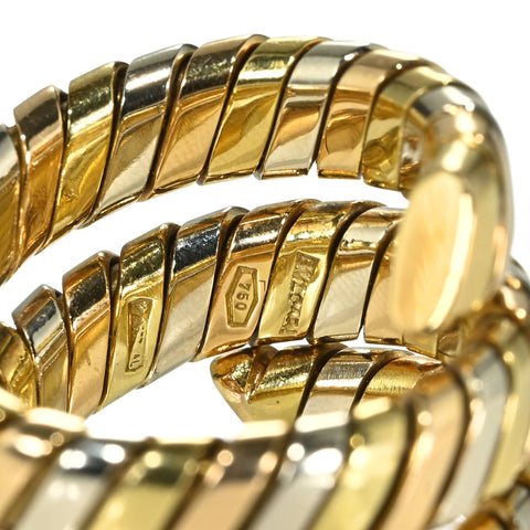 【中古】BVLGARIブルガリ750 RING スリーカラーゴールド トゥボガスリング  17.4g ＃11～12 ONE PRICE