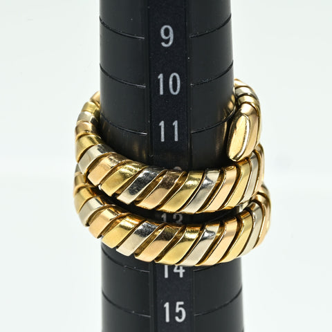 【中古】BVLGARIブルガリ750 RING スリーカラーゴールド トゥボガスリング  17.4g ＃11～12 ONE PRICE