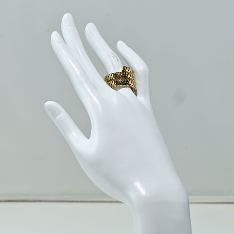 【中古】BVLGARIブルガリ750 RING スリーカラーゴールド トゥボガスリング  17.4g ＃11～12 ONE PRICE