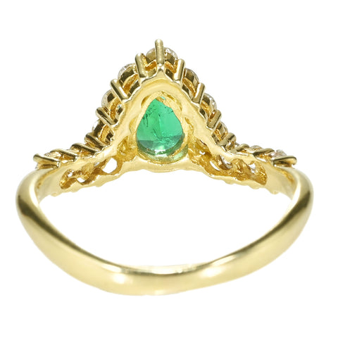 【中古】K18YG EMERALD RING エメラルドリング E0.48ct D0.58ct 3.2g #13