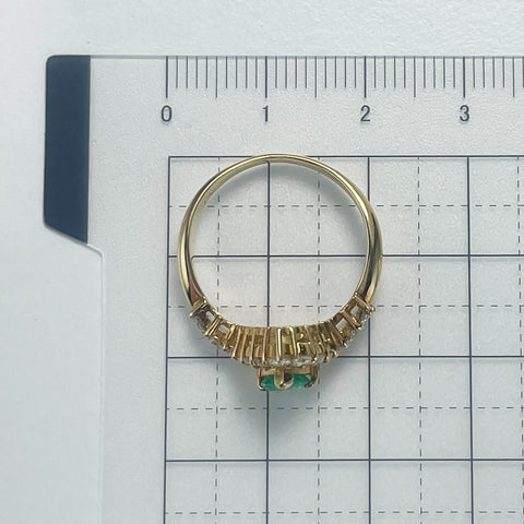 【中古】K18YG EMERALD RING エメラルドリング E0.48ct D0.58ct 3.2g #13
