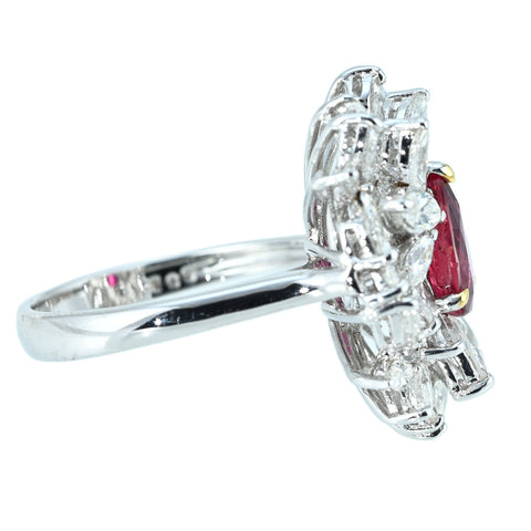 【中古】K18WG/YG NO-HEAT RUBY RING モザンビーク産非加熱ルビーリング R1.00ct D1.99ct GRS鑑別書 6.0g ＃12.5