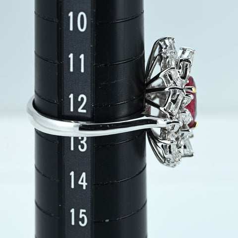 【中古】K18WG/YG NO-HEAT RUBY RING モザンビーク産非加熱ルビーリング R1.00ct D1.99ct GRS鑑別書 6.0g ＃12.5