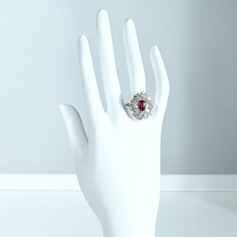 【中古】K18WG/YG NO-HEAT RUBY RING モザンビーク産非加熱ルビーリング R1.00ct D1.99ct GRS鑑別書 6.0g ＃12.5