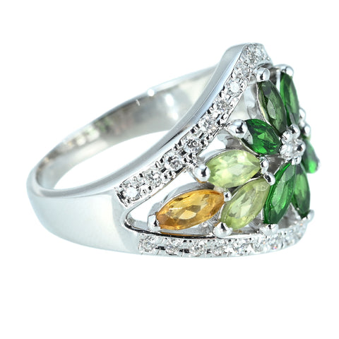 【中古】K18WG GARNET RING グロシュラ―ライトガーネットリング 1.20ct D0.34ct ソーティング 6.6g