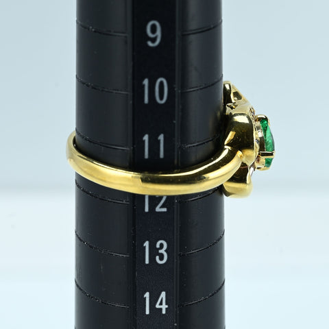 【中古】K18YG EMERALD RING エメラルドリング E0.31ct D0.16ct 5.2g #11.5