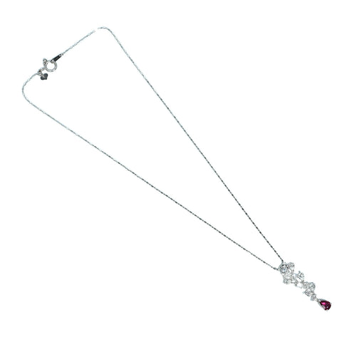 【中古】K18WG NO-HEAT RUBY NECKLACE モザンビーク産 非加熱ルビーペンダントネックレス R1.04ct D2.70ct GRS鑑別書 5.6g 46cm