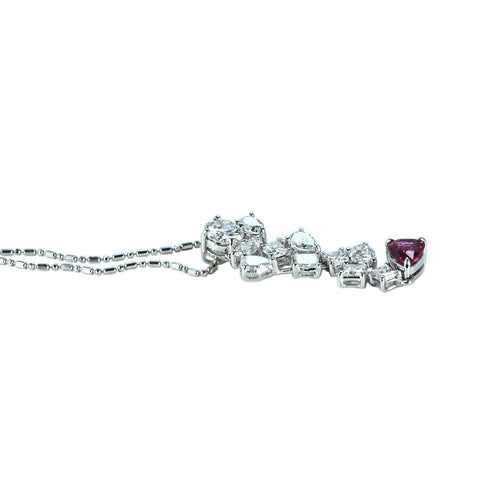 【中古】K18WG NO-HEAT RUBY NECKLACE モザンビーク産 非加熱ルビーペンダントネックレス R1.04ct D2.70ct GRS鑑別書 5.6g 46cm