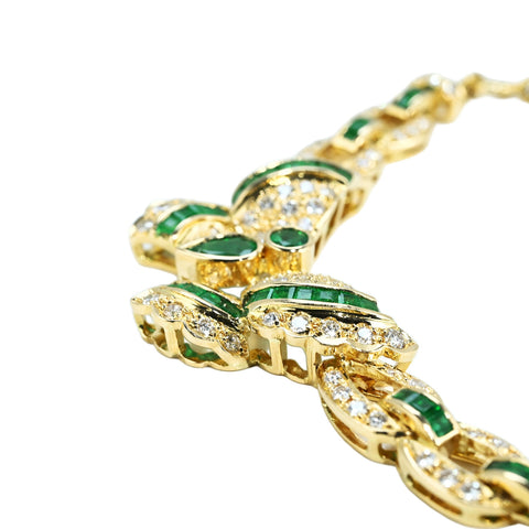 【中古】K18YG EMERALD NECKLACE エメラルド・ダイヤモンドネックレス E1.89ct D1.42ct 33.6g 40cm