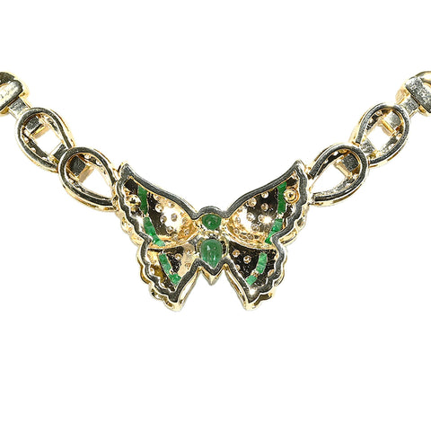 【中古】K18YG EMERALD NECKLACE エメラルド・ダイヤモンドネックレス E1.89ct D1.42ct 33.6g 40cm