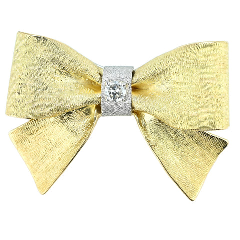 【中古】K18YG/WG DIAMOND BROOCH ダイヤモンドブローチ 17.5g