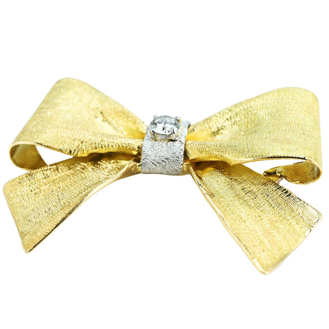 【中古】K18YG/WG DIAMOND BROOCH ダイヤモンドブローチ 17.5g