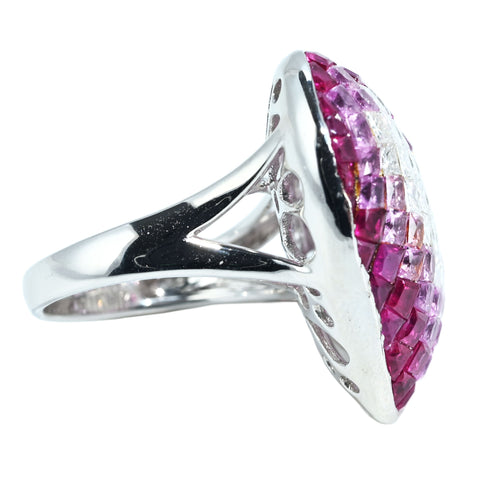 【中古】K18WG RUBY PINK SAPPHIRE DIAMOND RING ルビー・ピンクサファイア・ダイヤモンドミステリーセッティングリング R3.00ct PS3.10ct D2.30ct 11.7g #13