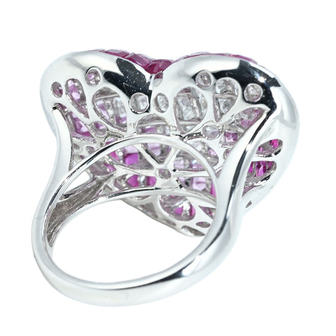【中古】K18WG RUBY PINK SAPPHIRE DIAMOND RING ルビー・ピンクサファイア・ダイヤモンドミステリーセッティングリング R3.00ct PS3.10ct D2.30ct 11.7g #13