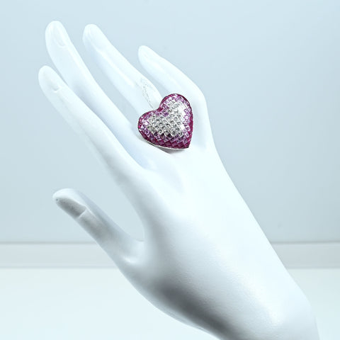 【中古】K18WG RUBY PINK SAPPHIRE DIAMOND RING ルビー・ピンクサファイア・ダイヤモンドミステリーセッティングリング R3.00ct PS3.10ct D2.30ct 11.7g #13