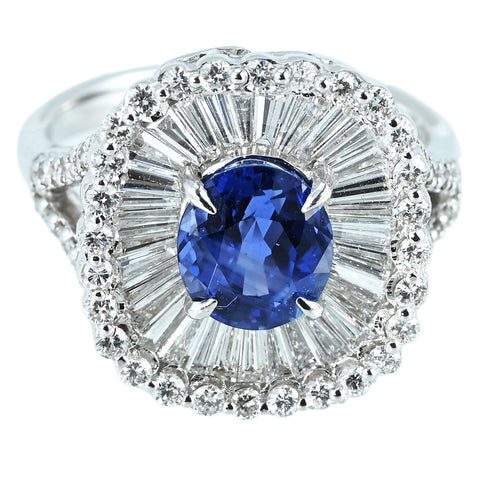【中古】K18WG SAPPHIRE RING サファイアリング S1.84ct D1.24ct 6.5g #13