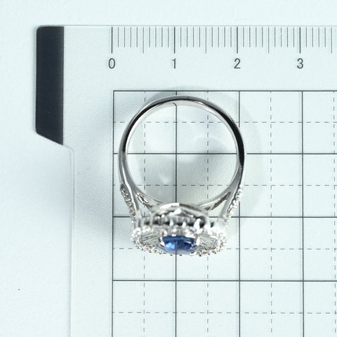 【中古】K18WG SAPPHIRE RING サファイアリング S1.84ct D1.24ct 6.5g #13