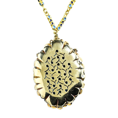 【中古】750 TURQUOISE NECKLACE K18YG K18トルコ石ペンダントネックレス ハンドメイド品 51.9g 48cm