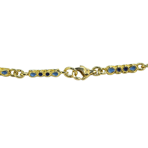 【中古】750 TURQUOISE NECKLACE K18YG K18トルコ石ペンダントネックレス ハンドメイド品 51.9g 48cm