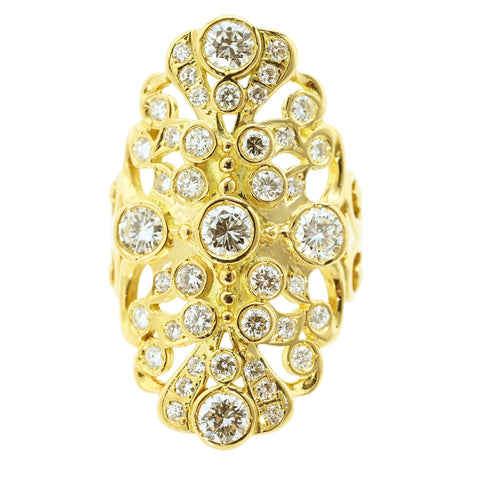 【中古】K18YG DIAMOND RING ダイヤもモンドリング D2.00ct 12.6g #17