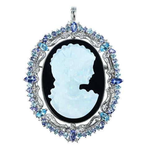 【中古】 K18WG/K14WG OPAL DIAMOND BROOCH PENDANT オパール・ダイヤモンドリバーシブル ペンダント兼用ブローチ OP33.21ct M5.50 D0.62ct 34.4g