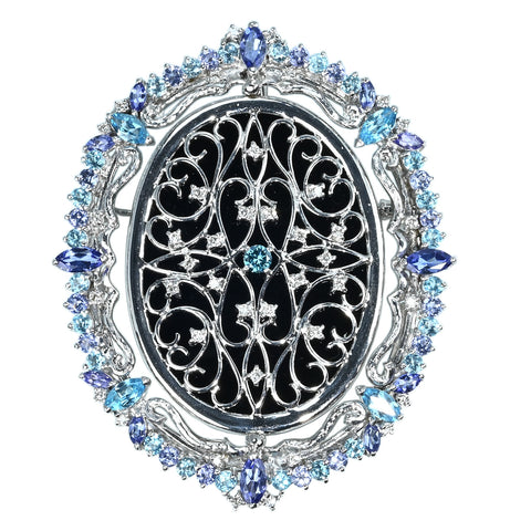 【中古】 K18WG/K14WG OPAL DIAMOND BROOCH PENDANT オパール・ダイヤモンドリバーシブル ペンダント兼用ブローチ OP33.21ct M5.50 D0.62ct 34.4g