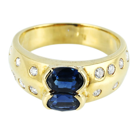 【中古】750 SAPPHIRE RING K18YG サファイアリング7.3g #10.5