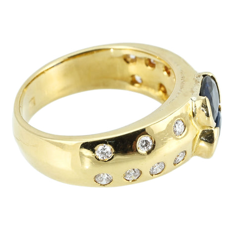【中古】750 SAPPHIRE RING K18YG サファイアリング7.3g #10.5