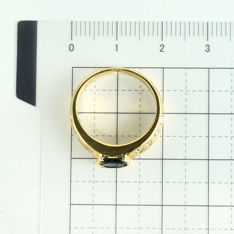 【中古】750 SAPPHIRE RING K18YG サファイアリング7.3g #10.5