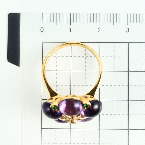 【中古】K18PG AMETHYST RING アメジスト・グリーンガーネットリング A9.85ct GG0.18ct 鑑別書 8.0g #17