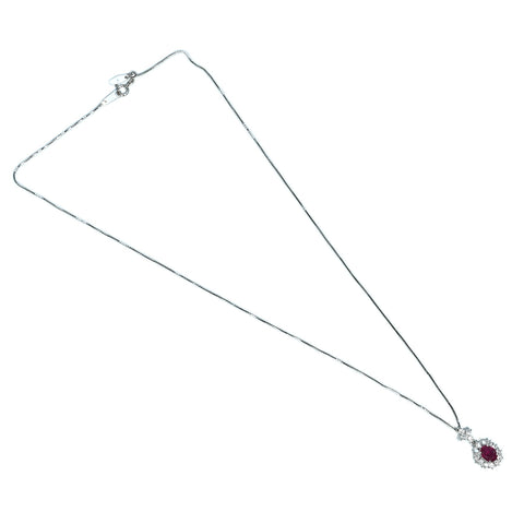 【中古】 K18WG RUBY NECKLACE ルビーペンダントネックレス R1.00ct D0.50ct 3.9g 45cm