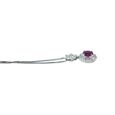 【中古】 K18WG RUBY NECKLACE ルビーペンダントネックレス R1.00ct D0.50ct 3.9g 45cm