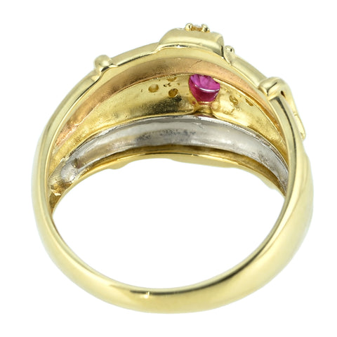 【中古】K18/PT900 RUBY RING ルビーリング R0.31ct D0.13ct 5.4g #11.5