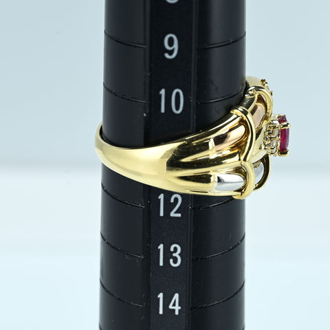 【中古】K18/PT900 RUBY RING ルビーリング R0.31ct D0.13ct 5.4g #11.5