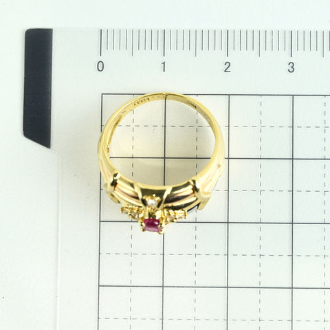 【中古】K18/PT900 RUBY RING ルビーリング R0.31ct D0.13ct 5.4g #11.5
