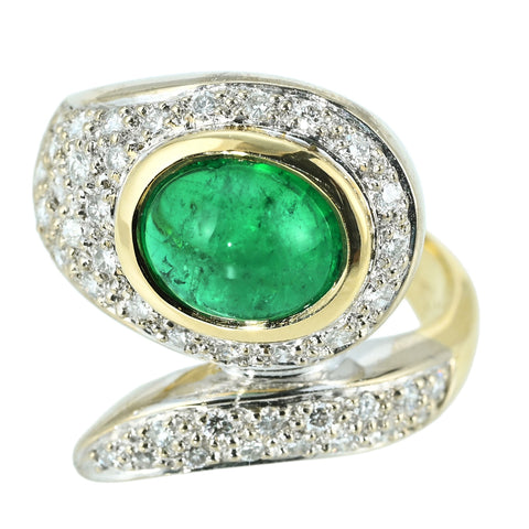 【中古】K18YG EMERALD RING エメラルドリング E2.45ct D0.55ct 9.9g #13.5