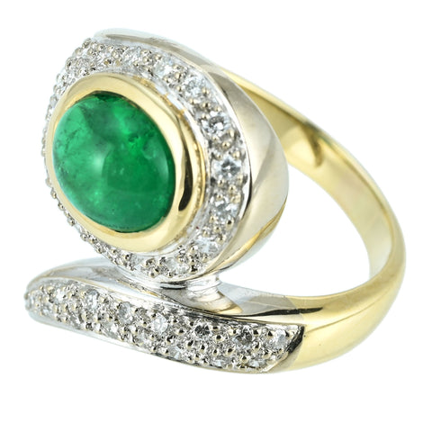 【中古】K18YG EMERALD RING エメラルドリング E2.45ct D0.55ct 9.9g #13.5