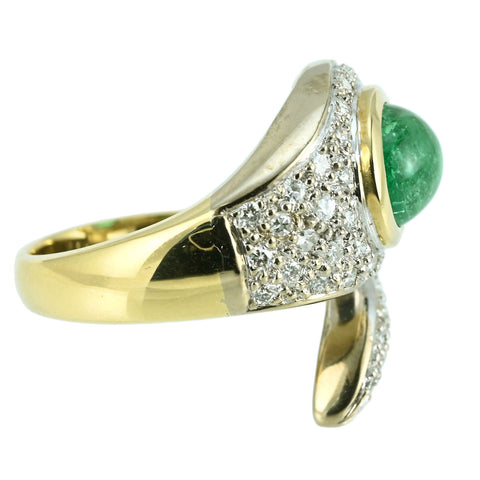 【中古】K18YG EMERALD RING エメラルドリング E2.45ct D0.55ct 9.9g #13.5