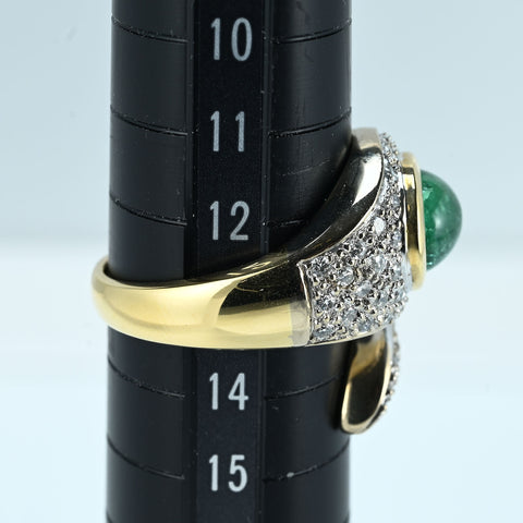 【中古】K18YG EMERALD RING エメラルドリング E2.45ct D0.55ct 9.9g #13.5